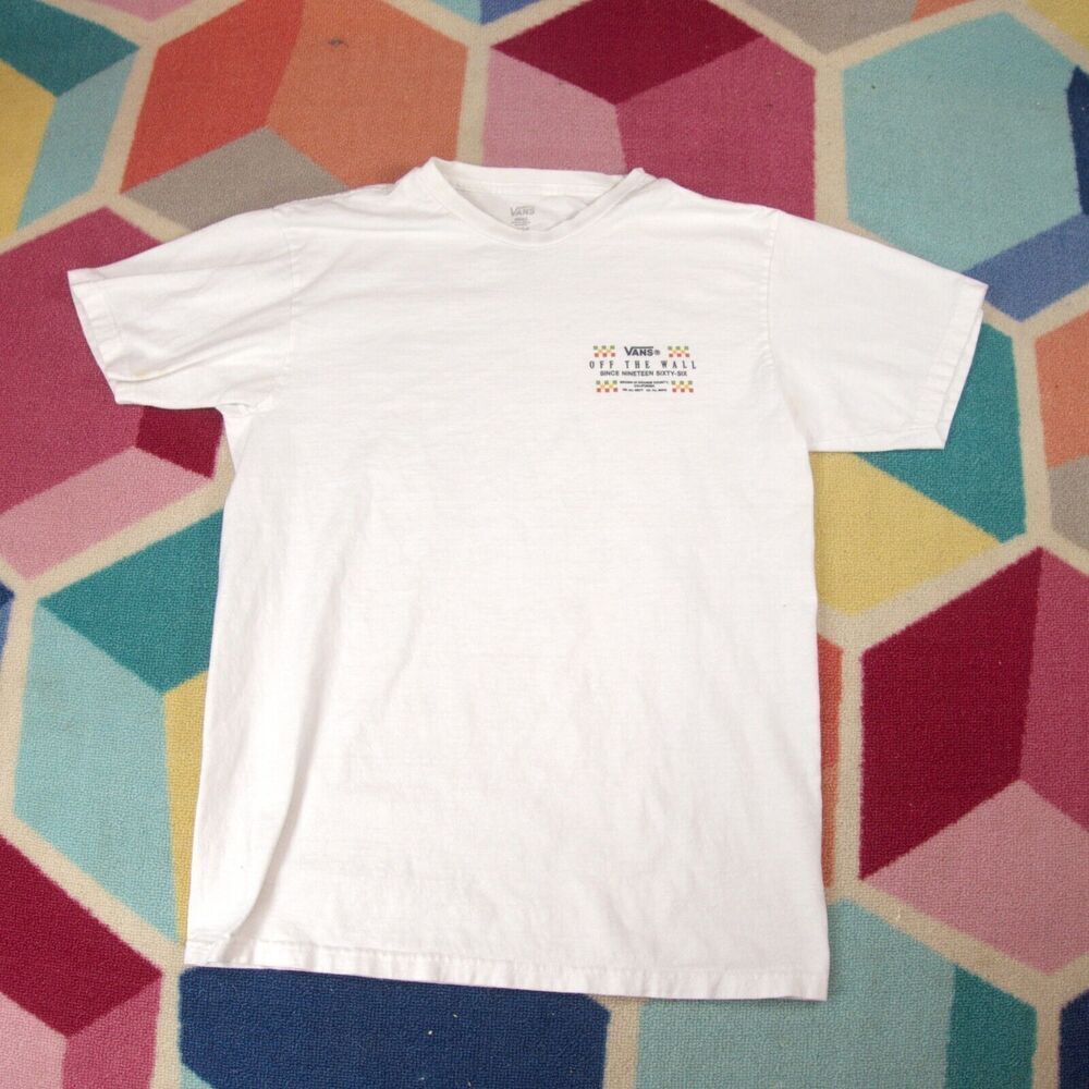 Vans Off The Wall Since Nineteen Sixty Six‎ Men's T-Shirt Small White Crew Neck